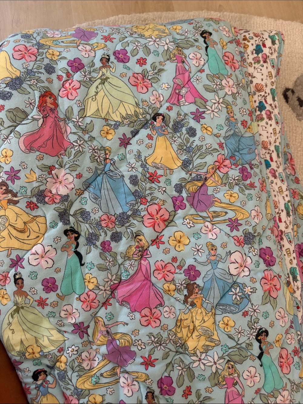 Posh Peanut Disney Princess Floral Throw - Blue, Pink, Yellow, Purple